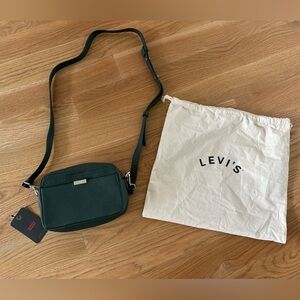 Levi’s Real Leather “Camera Bag” Style Crossbody Handbag, Dark Green